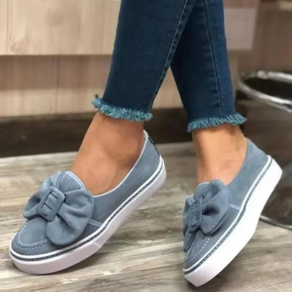 Tênis Femininos com Laço em Flock – Mocassins