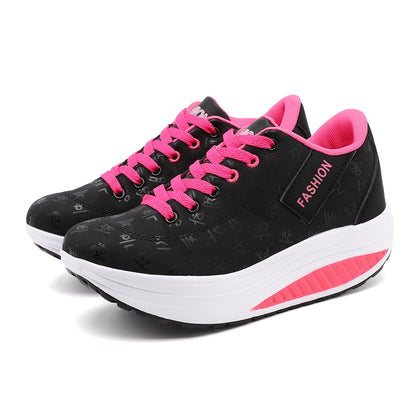 Tênis Casuais Femininos Confortáveis com Salto Wedge